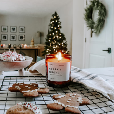 Merry and Bright Soy Candle - Amber Jar - 11 oz