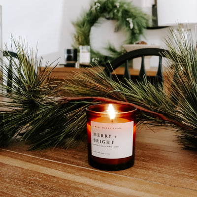 Merry and Bright Soy Candle - Amber Jar - 11 oz