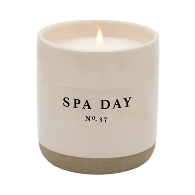 Spa Day Soy Candle - Cream Stoneware Jar - 12 oz