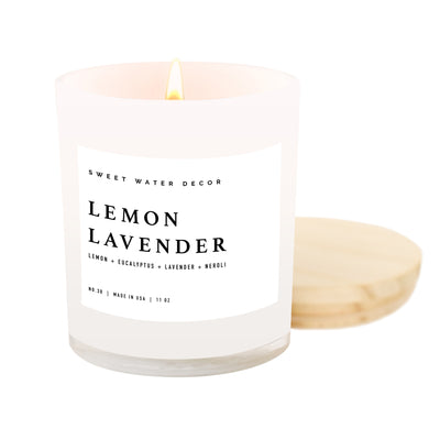 Lemon Lavender Soy Candle - White Jar - 11 oz