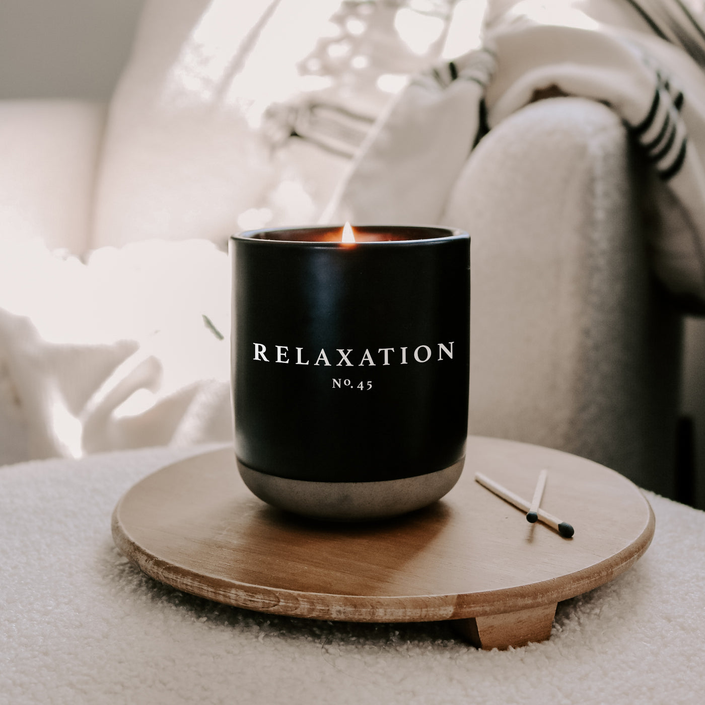Relaxation Soy Candle - Black Stoneware Jar - 12 oz