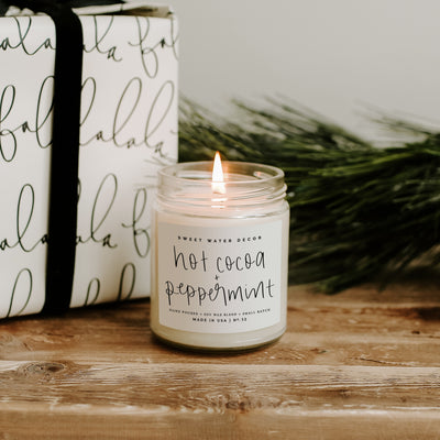 Hot Cocoa and Peppermint Soy Candle - Clear Jar - 9 oz
