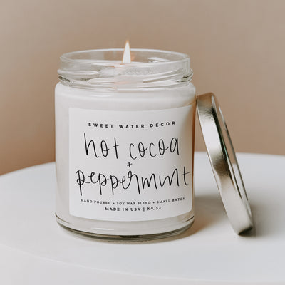 Hot Cocoa and Peppermint Soy Candle - Clear Jar - 9 oz