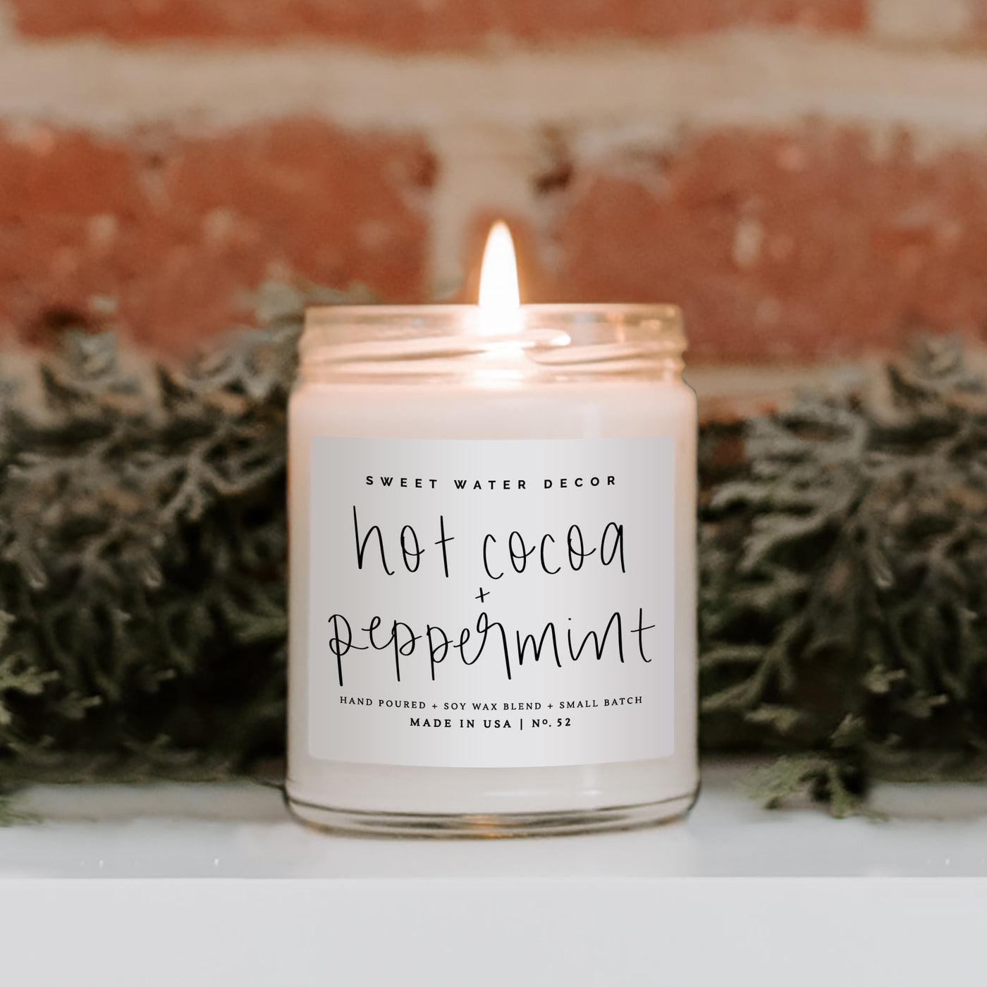 Hot Cocoa and Peppermint Soy Candle - Clear Jar - 9 oz