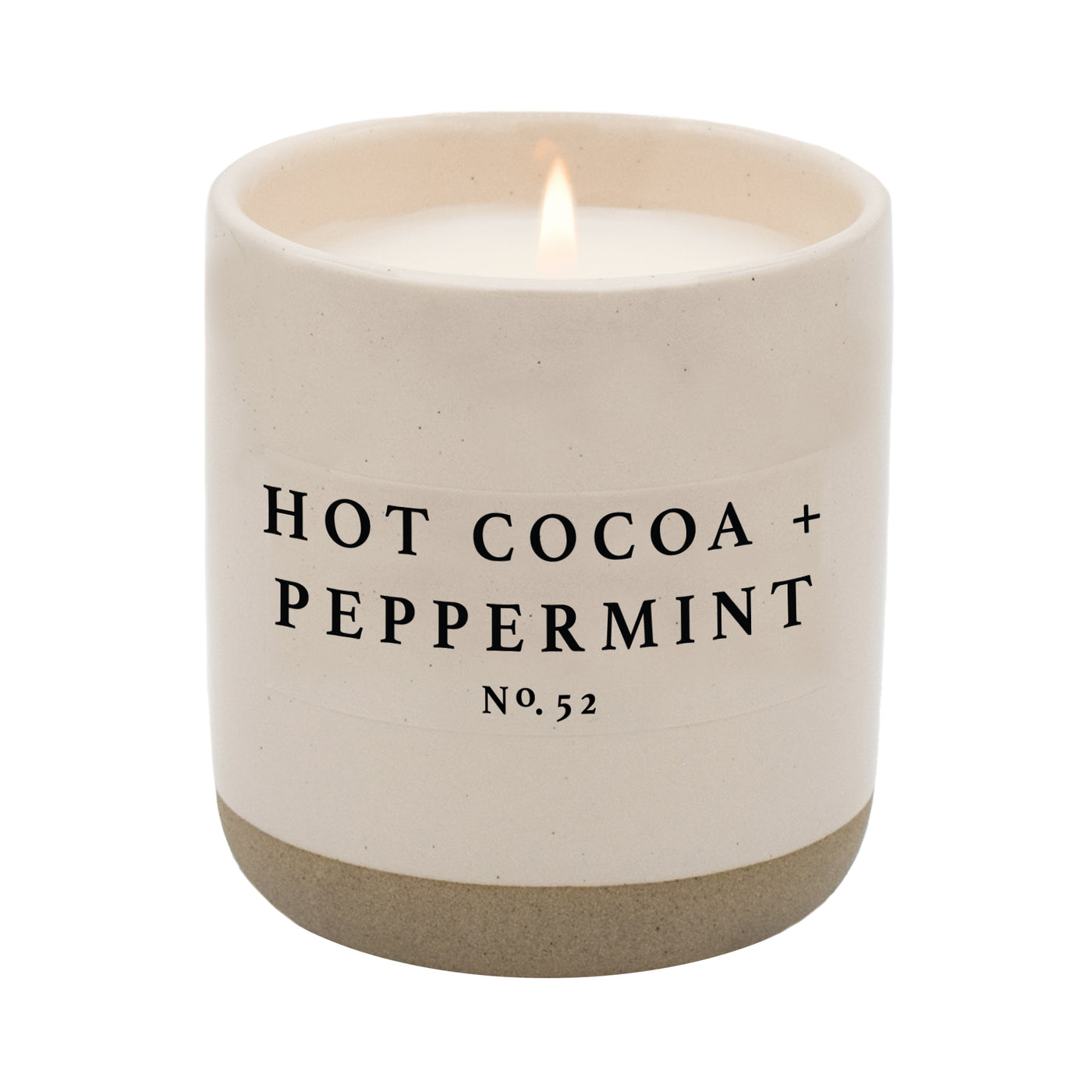 Hot Cocoa and Peppermint Soy Candle - Cream Stoneware Jar - 12 oz