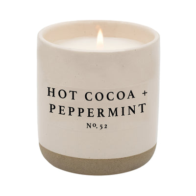 Hot Cocoa and Peppermint Soy Candle - Cream Stoneware Jar - 12 oz