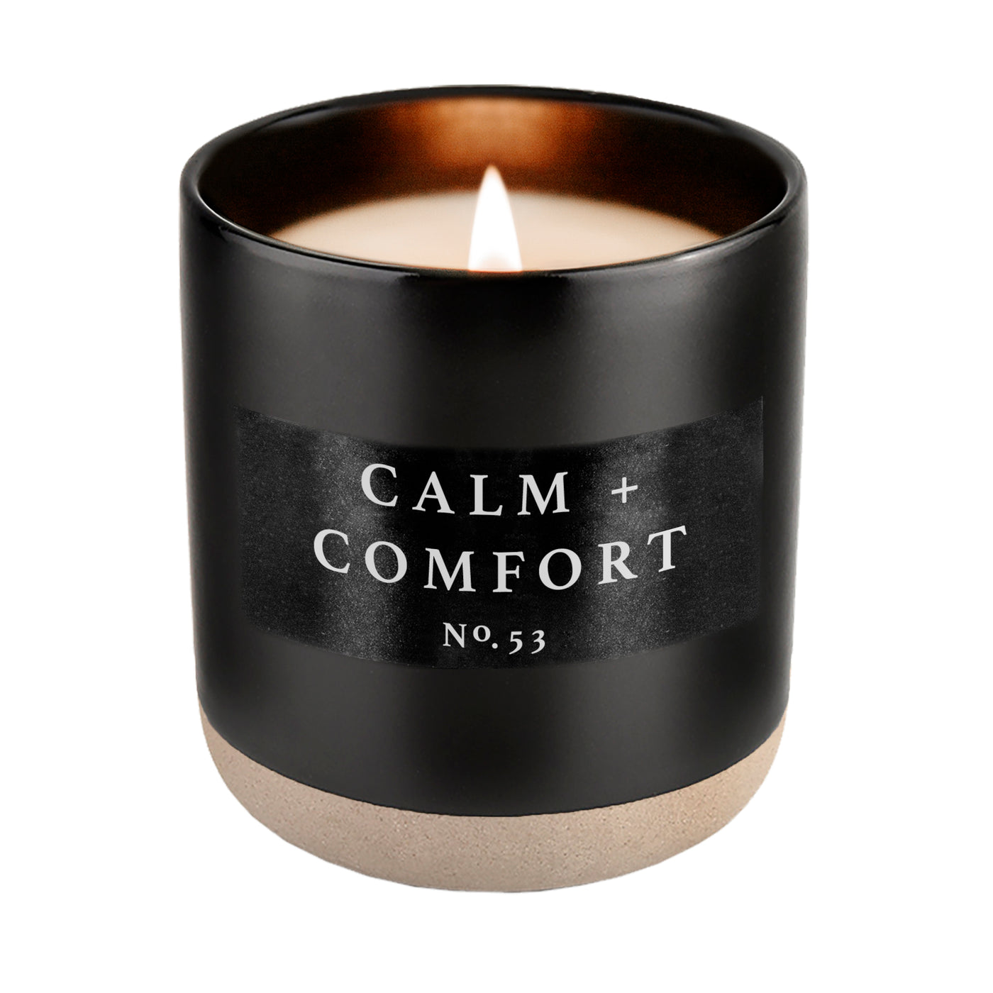 Calm and Comfort Soy Candle - Black Stoneware Jar - 12 oz