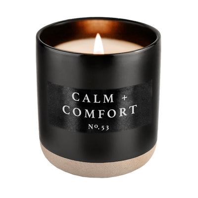 Calm and Comfort Soy Candle - Black Stoneware Jar - 12 oz